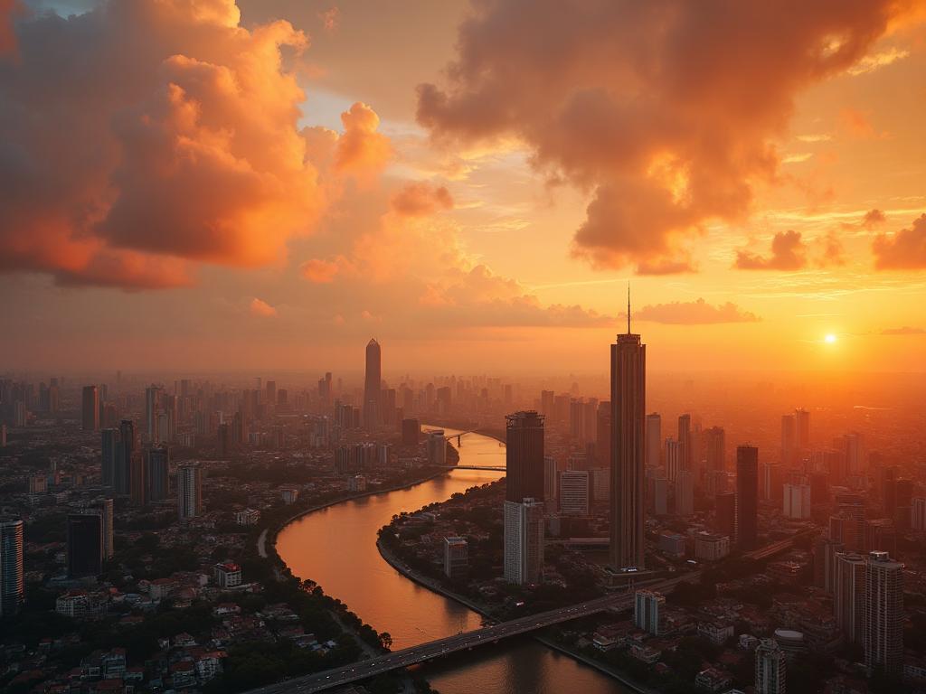 Ho Chi Minh City skyline at sunset — Vietnam business hub